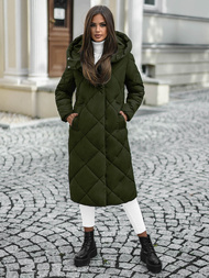 Kurtka zimowa damska długa pikowana zielona OZONEE JS/5M3173/136Z