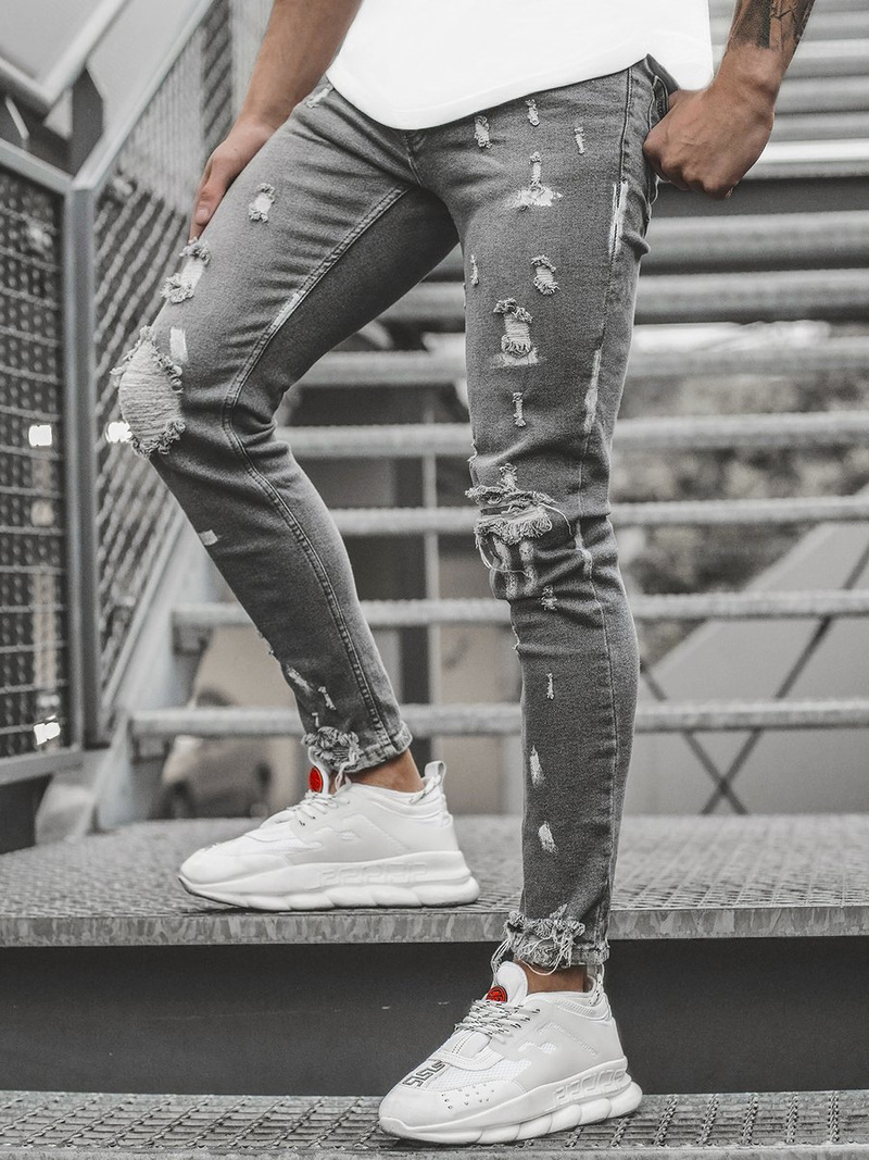 Spodnie męskie jeans grafitowe OZONEE O/4405/01