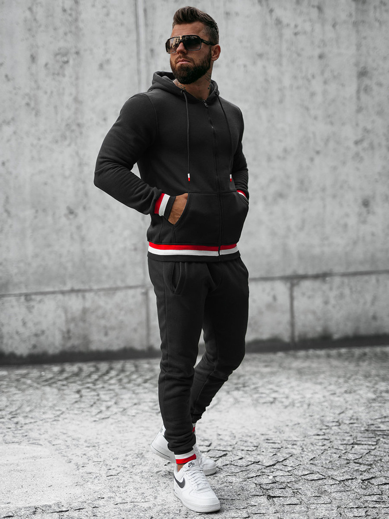 Komplet dresowy męski czarny OZONEE JS/8C65/3