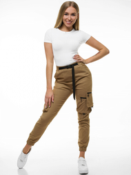 Spodnie damskie chino joggery camelowe OZONEE O/8060