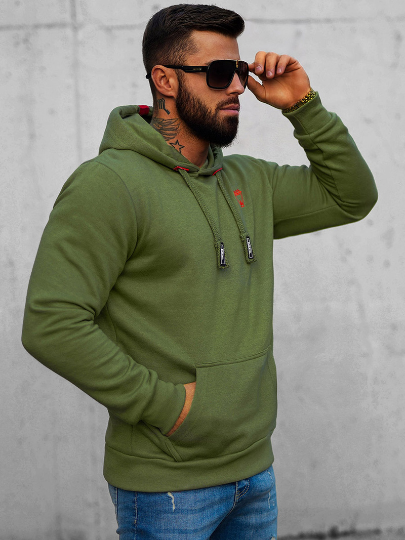 Bluza z kapturem męska zielona OZONEE O/H1060