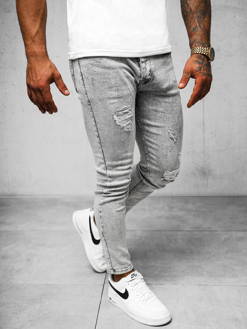 Spodnie jeansowe męskie szare OZONEE O/2358/2