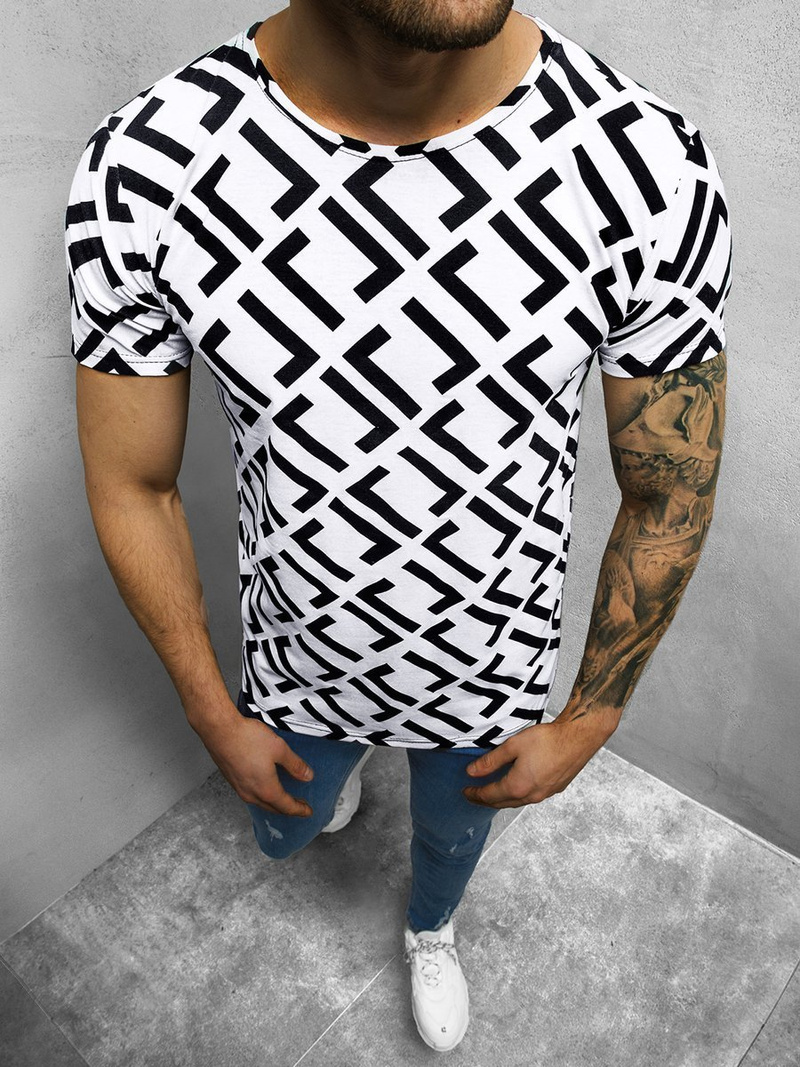T-Shirt męski biało-czarny OZONEE O/BL57