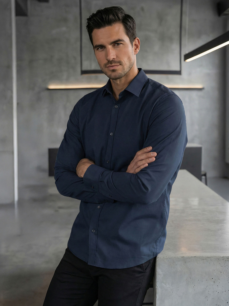 Koszula męska elegancka granatowa OZONEE V/V188Z