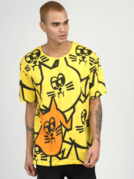 T-Shirt męski z nadrukiem żółty OZONEE MR/21535