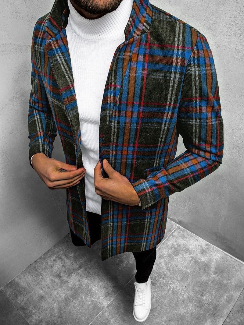 Пальто чоловіче зелено-блакитний OZONEE O/5628