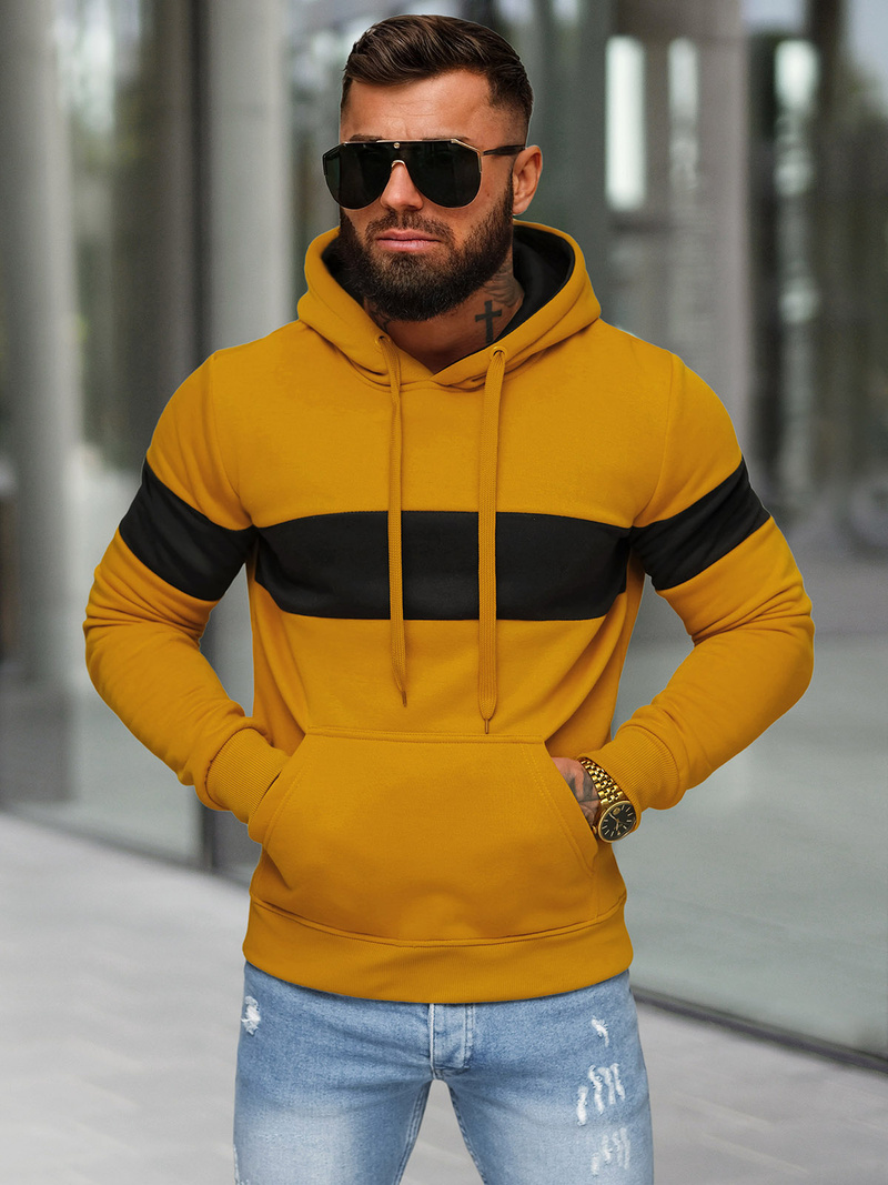 Bluza z kapturem męska camelowa OZONEE JS/8B1316/26