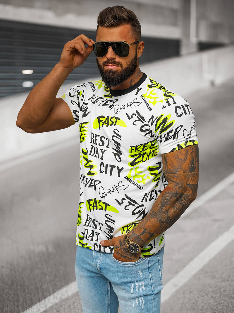 T-shirt męski biały OZONEE JS/8T1210/1