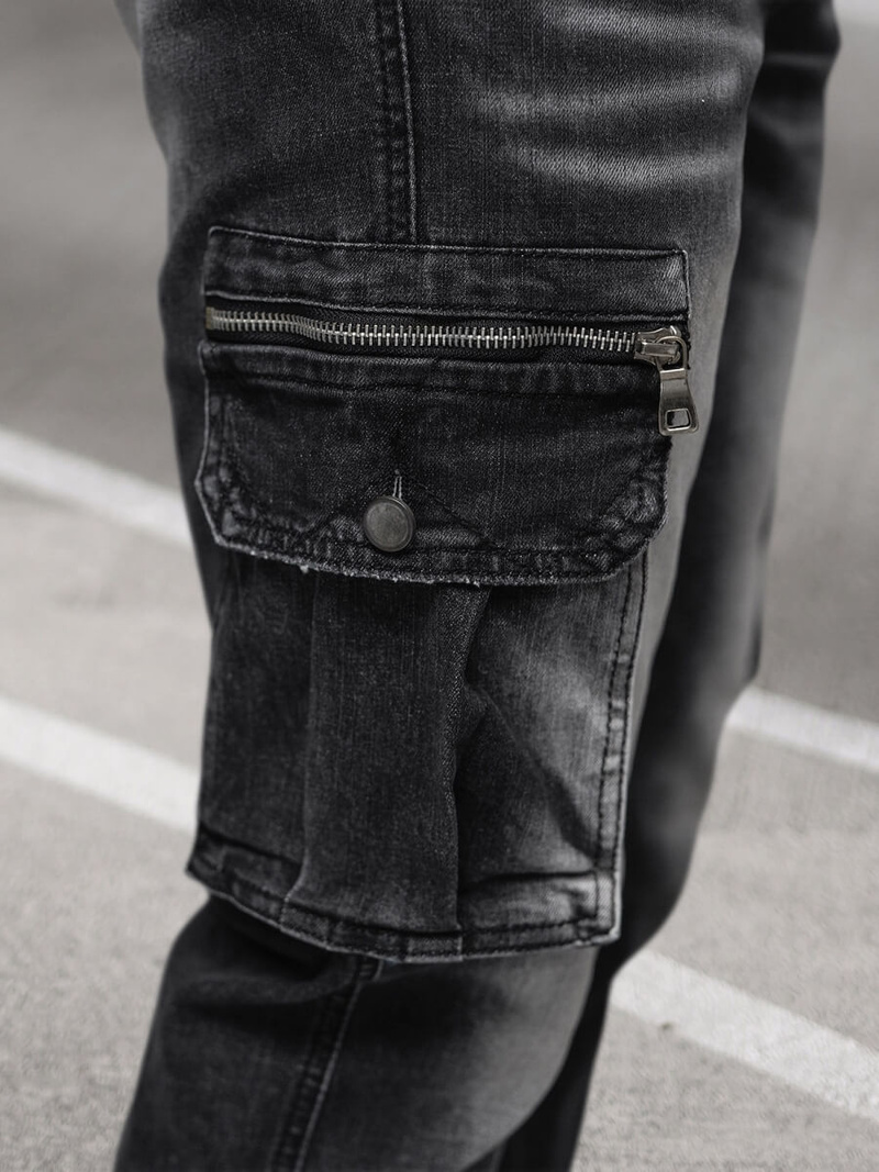 Spodnie jeansowe joggery męskie czarne OZONEE NB/MP0108N