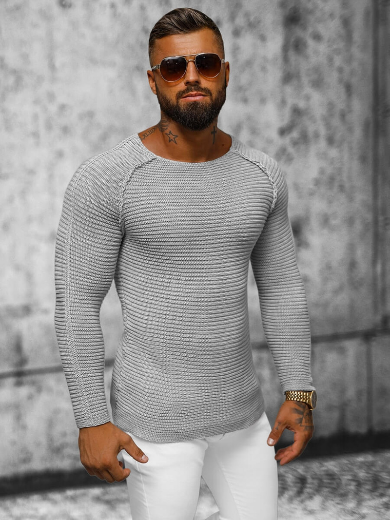 Sweter męski szary OZONEE L/1442Z