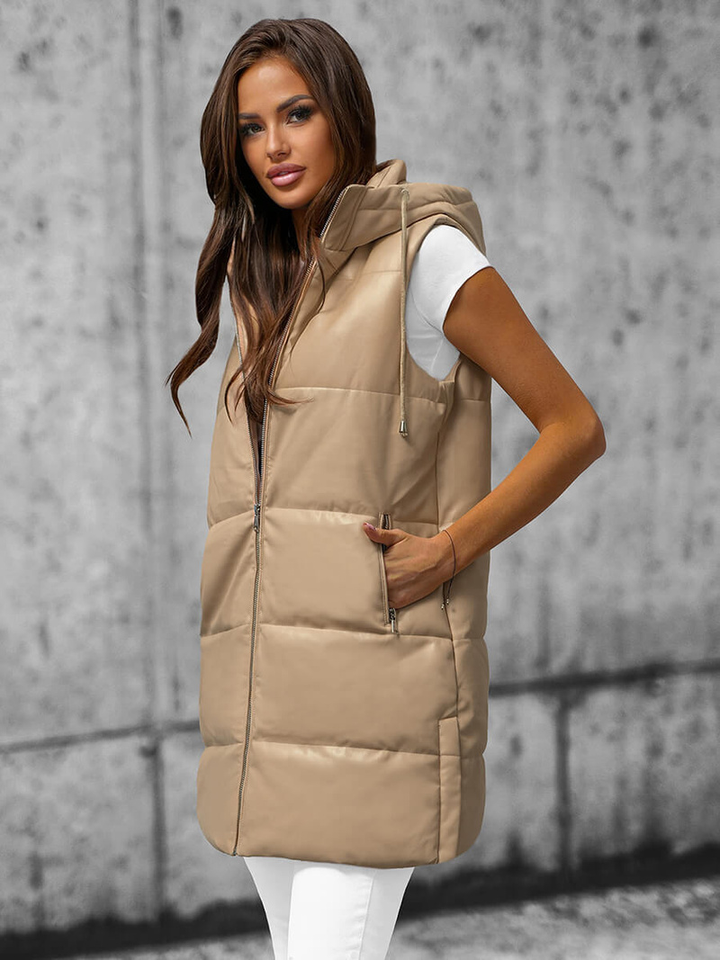 Стьобаний жіночий жилет Бежева OZONEE O/AY756Z