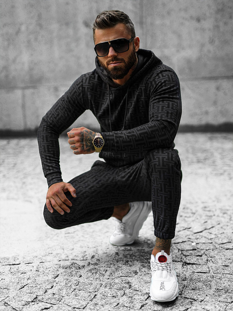 Komplet dresowy męski czarny OZONEE O/D7263/9102