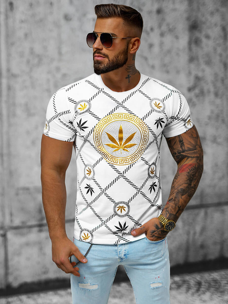 T-shirt męski biały OZONEE O/T130/1Z