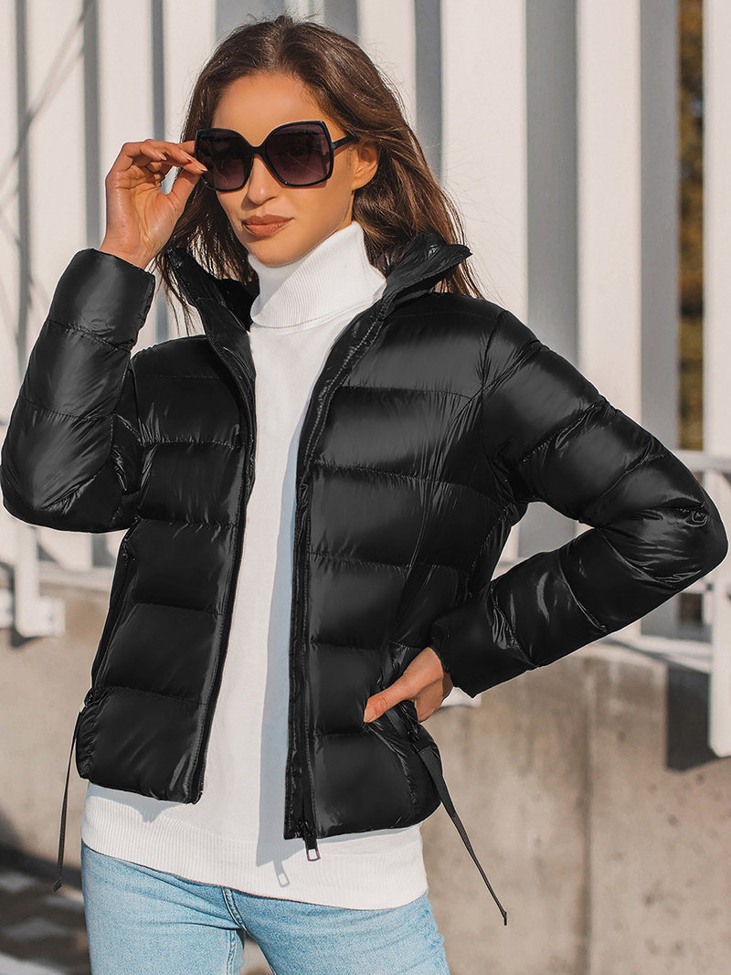 Kurtka pikowana damska czarna OZONEE JS/M23061/2Z