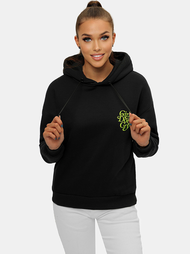 Bluza z kapturem damska czarna OZONEE JS/B26013Z
