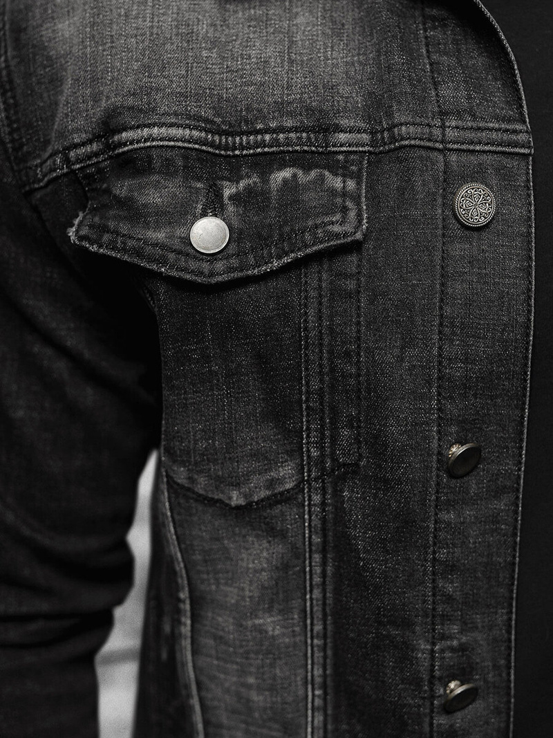 Kurtka męska jeansowa sherpa czarna OZONEE NB/MJ516NZ