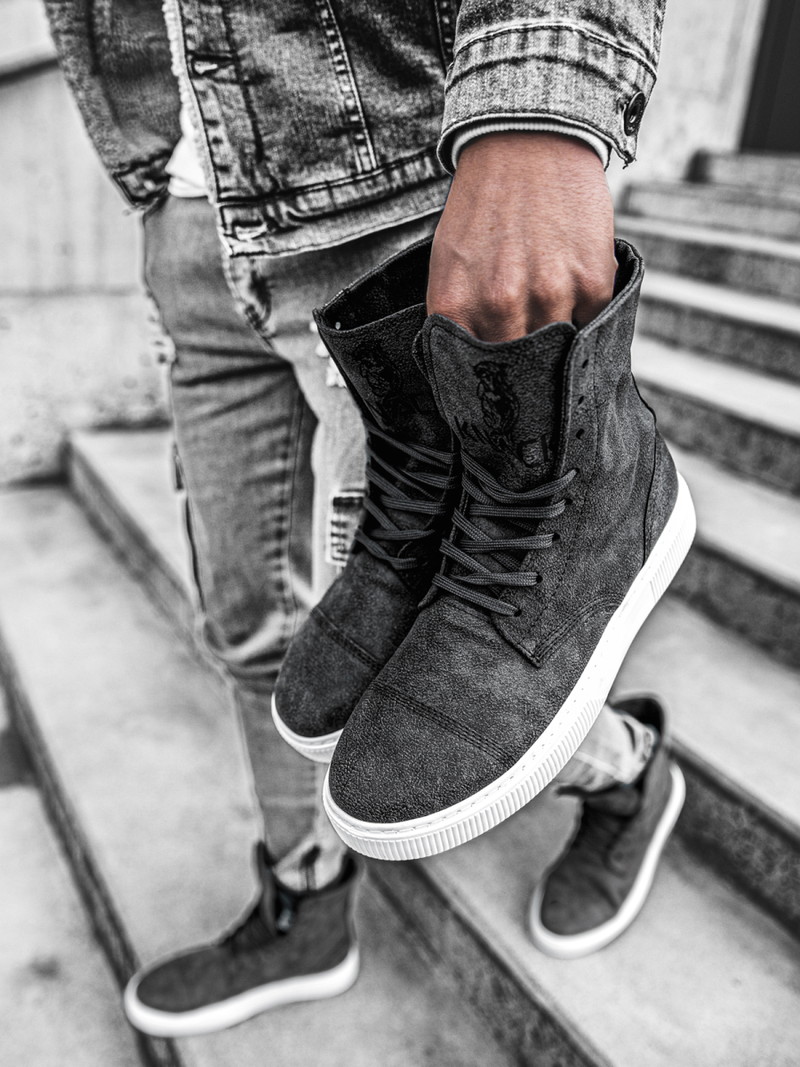 Снікерси високі Темно-сірі OZONEE KN/022