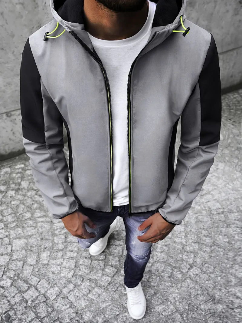 Kurtka softshell męska z kapturem szara OZONEE JS/KS2214Z