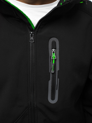 Kurtka softshell męska z kapturem czarno-zielona OZONEE GE/12263Z