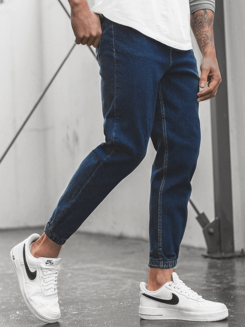 Spodnie męskie jogger ciemno-niebieskie OZONEE DP/663