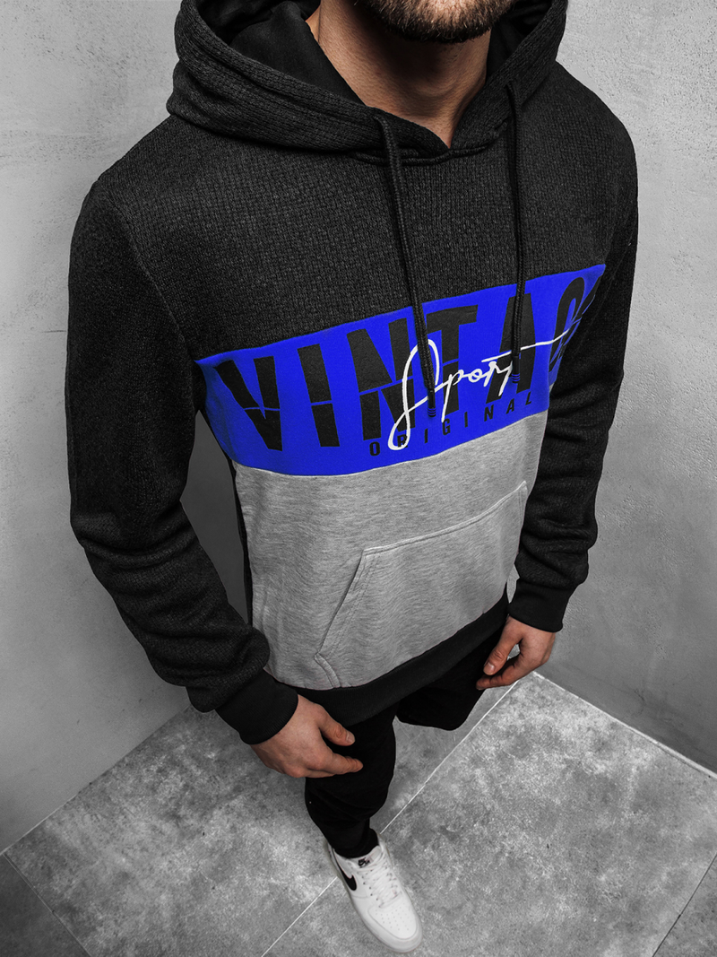 Bluza z kapturem męska czarna OZONEE JS/KS1911Z