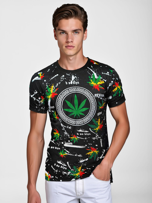 T-shirt męski z nadrukiem czarny OZONEE O/T131/3Z