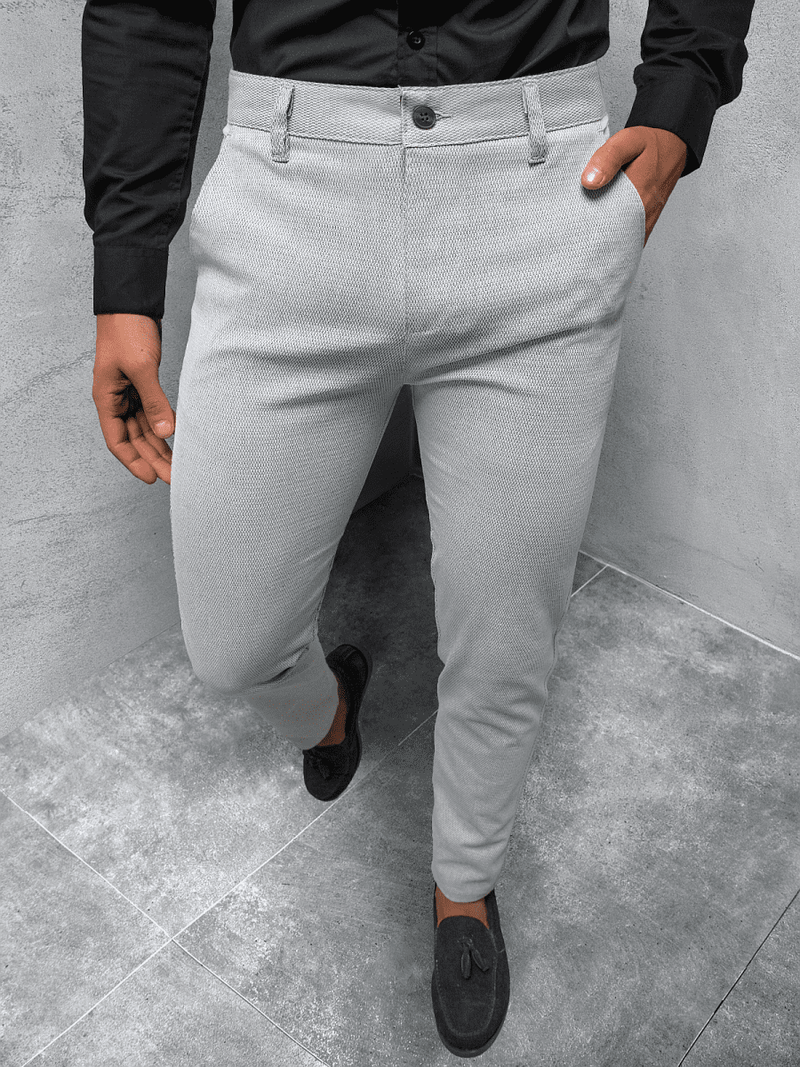 Spodnie męskie chino materiałowe szare OZONEE DJ/55600S