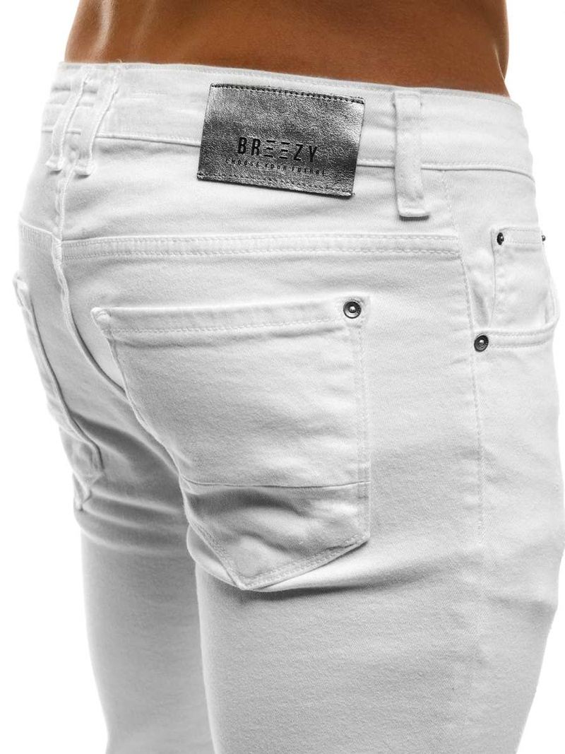 OZONEE b/8021 spodnie męskie białe