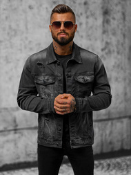 Kurtka męska jeansowa czarna OZONEE NB/MJ506NZ