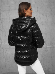 Kurtka zimowa damska pikowana czarna OZONEE JS/5M3172/392