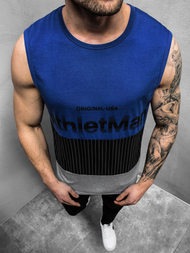 T-Shirt męski bez rękawów niebieski OZONEE JS/SS11065Z