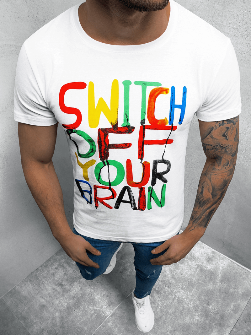 T-shirt męski biały OZONEE O/1181