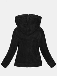 Bluza damska rozpinana z kapturem czarna OZONEE JS/HH007/1