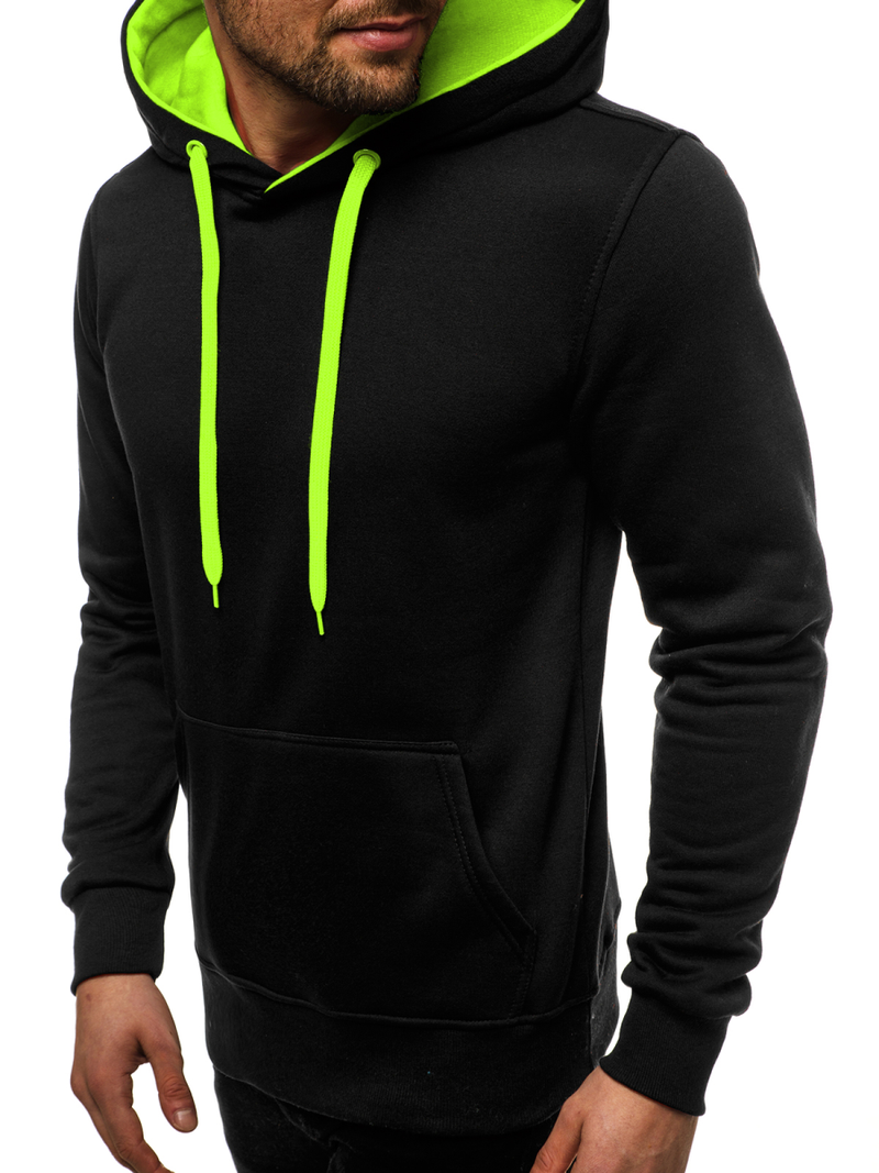 Толстовка з капюшоном чоловіча чорно-салатова OZONEE JS/2011