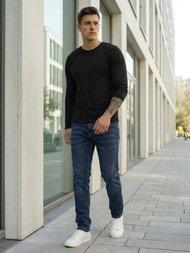 Spodnie jeansowe męskie regular fit ciemno-niebieskie OZONEE DO/4048/2Z