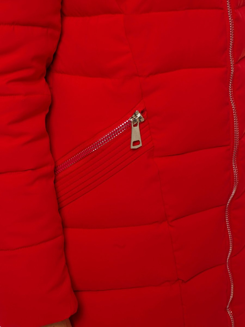 Kurtka zimowa damska parka z futerkiem czerwona OZONEE O/SW029/4