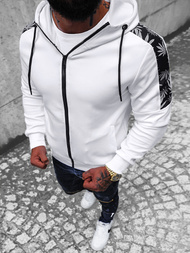 Bluza z kapturem męska rozpinana biała OZONEE JS/B8120