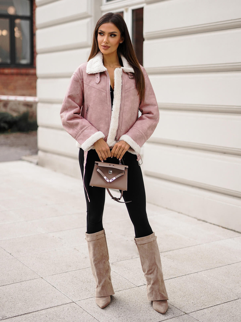 Жіноча шкіряна kуртка порошкоподібний OZONEE O/81331