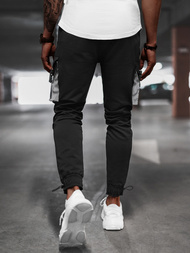 Spodnie męskie chino jogger materiałowe czarne OZONEE B/21203004Z