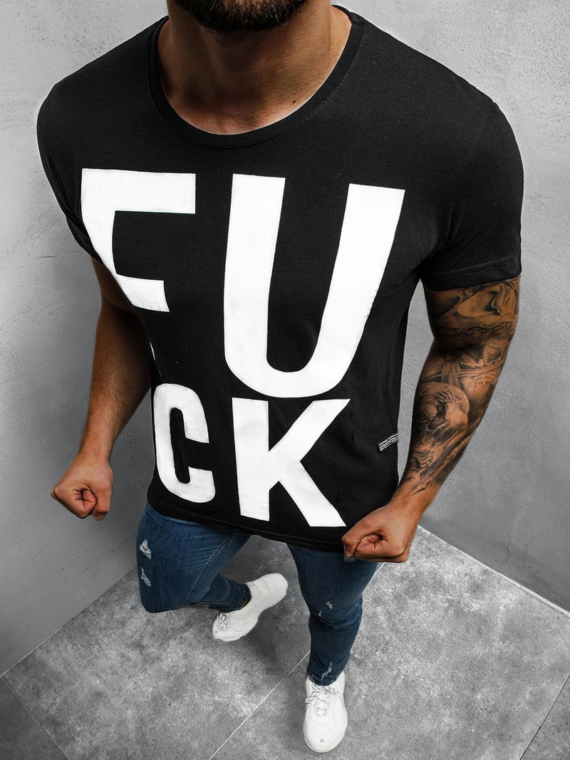 T-Shirt męski czarny OZONEE O/1267Z