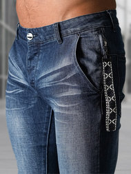 Spodnie jeansowe męskie slim fit ciemno-niebieskie OZONEE NB/MP0091BS