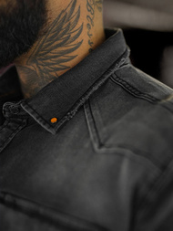 Koszula męska jeansowa grafitowa OZONEE O/51413