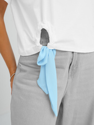 T-shirt damski z nadrukiem biało-niebieski OZONEE JS/RJ77247