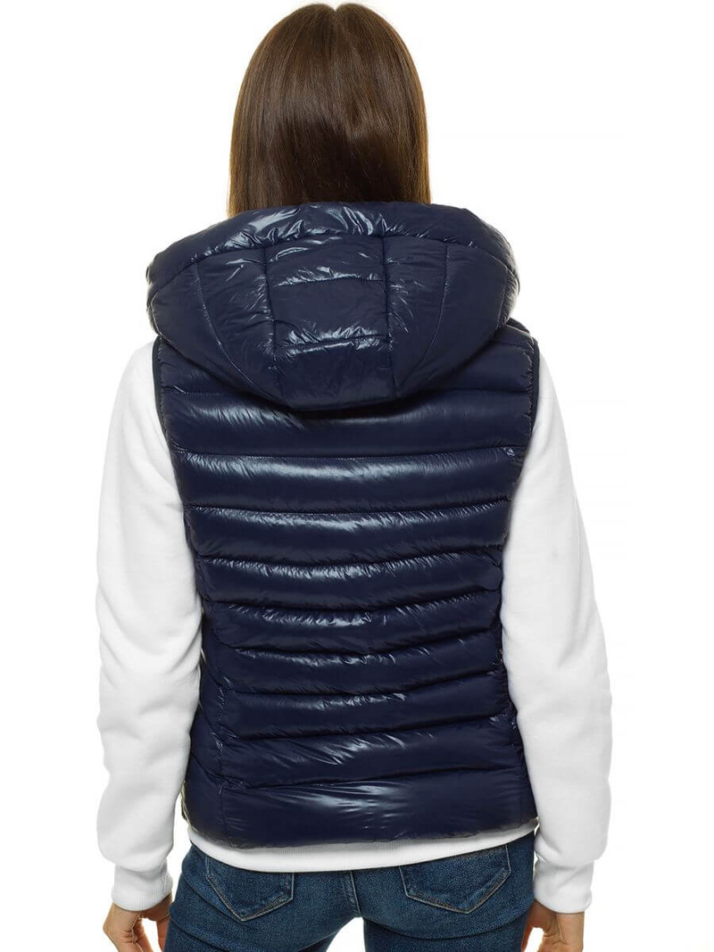 Kamizelka damska pikowana z kapturem granatowa OZONEE N/6816/2