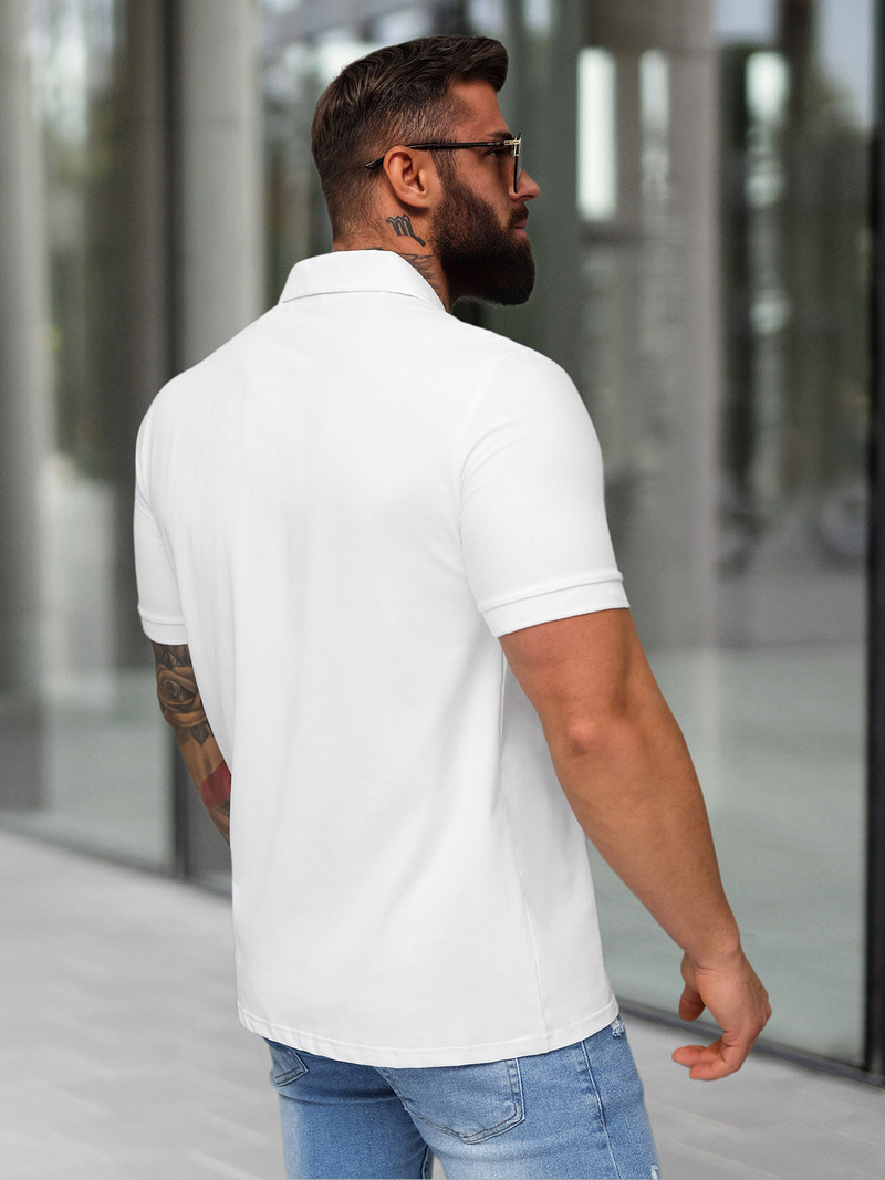 Koszulka męska polo biała OZONEE NB/MT3124