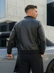 Kurtka skórzana męska czarna OZONEE JS/11Z8015Z