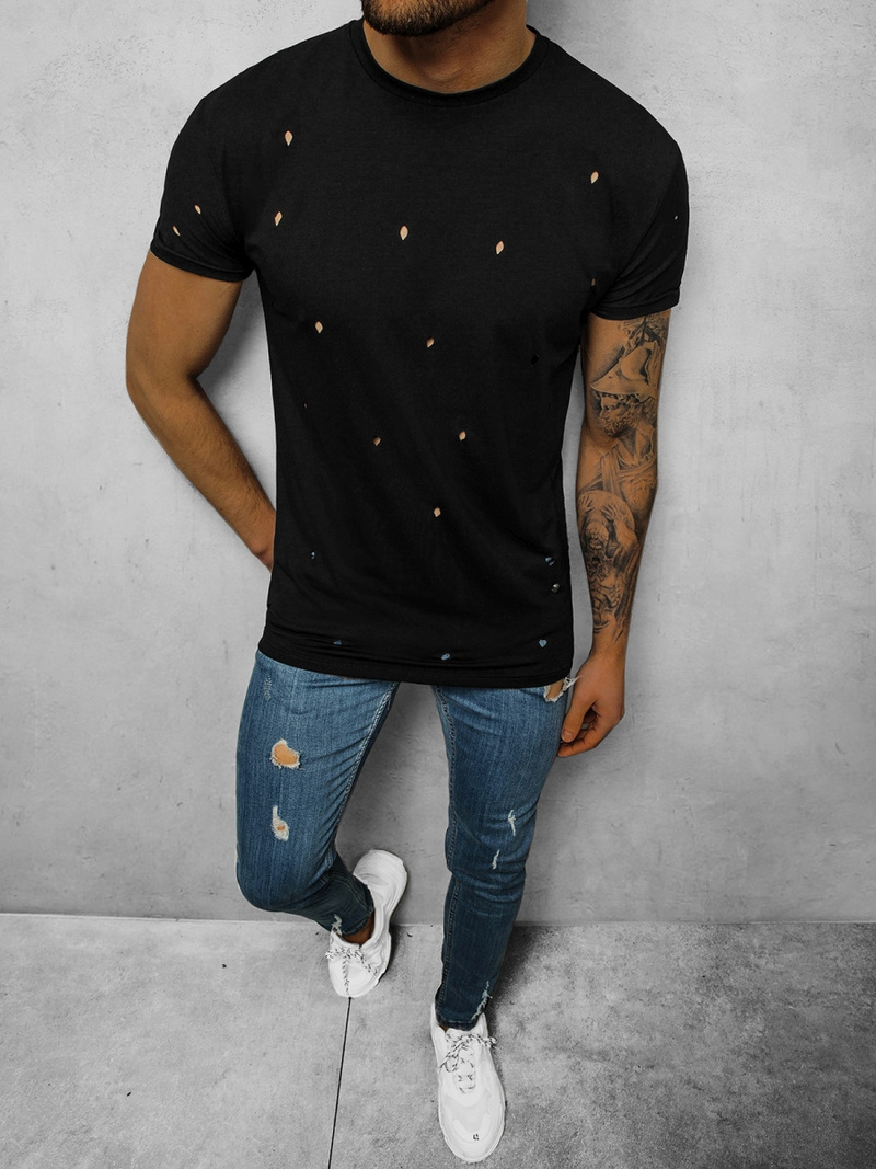 T-Shirt męski czarny OZONEE NB/3009