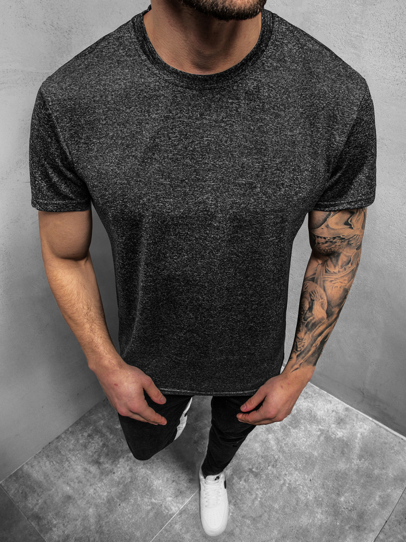 T-Shirt męski ciemno-grafitowy OZONEE JS/S01Z