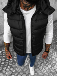 Kamizelka męska pikowana z kapturem czarna OZONEE N/7129