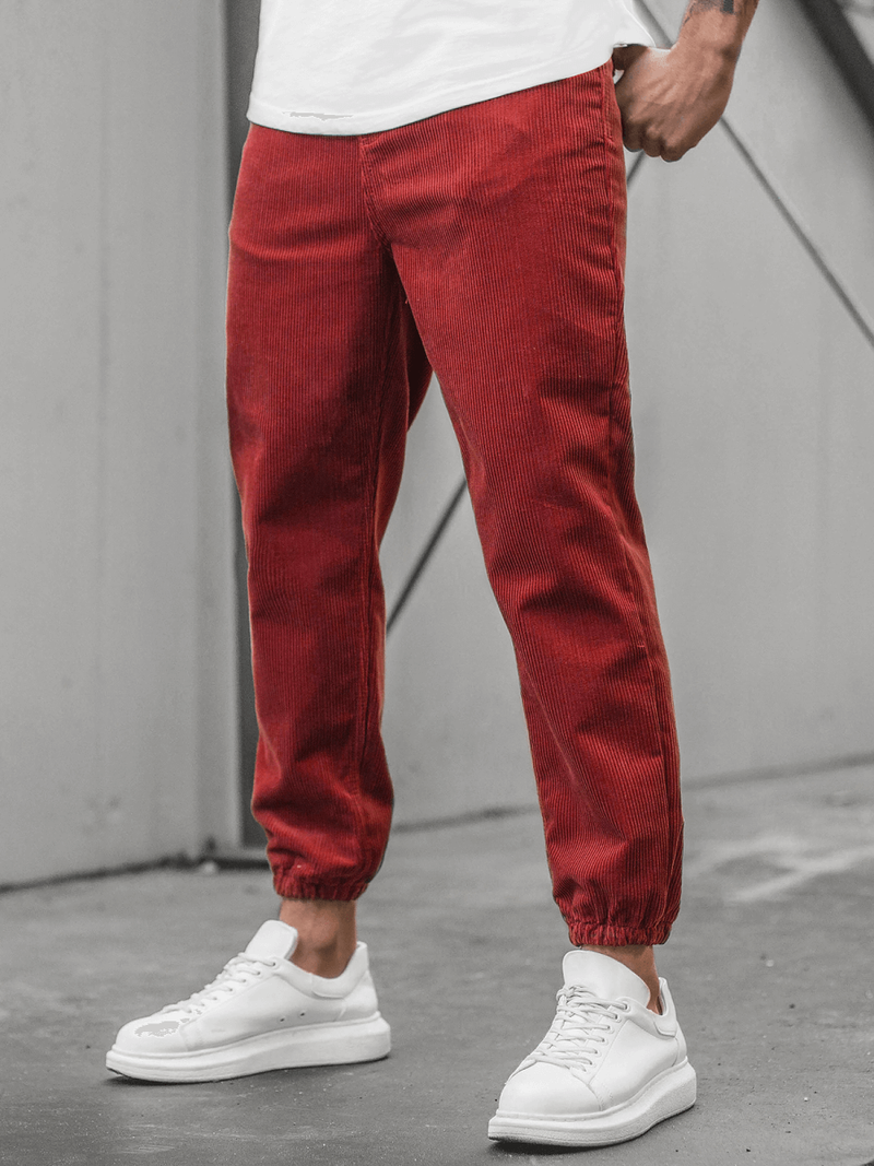 Spodnie męskie sztruksowe bordowe OZONEE R/4083